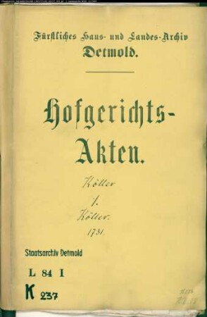 Köller, Winands Witwe zu Horn gegen Jobst Henrich Köller - Lehnkorn