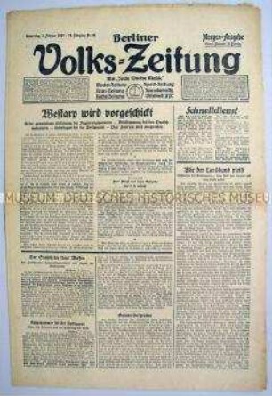 Berliner Volks-Zeitung zur ersten Kabinettssitzung der neuen Regierung