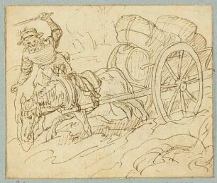 Pferd mit schwer beladenem Wagen
