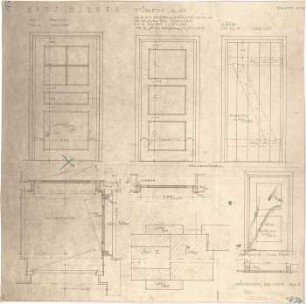 Fischer, Theodor; München; Haus Milker - Türen (Grundrisse, Ansichten, Detail)