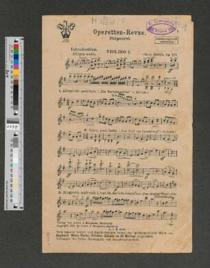 Operetten-Revue : potpourri ; op. 171 ; violino I