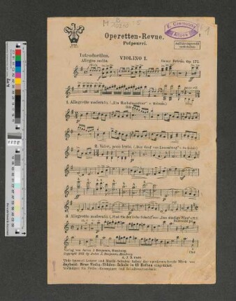 Operetten-Revue : potpourri ; op. 171 ; violino I