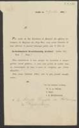 Brief von Koninklijke Nederlandse Botanische Vereniging an Regensburgische Botanische Gesellschaft