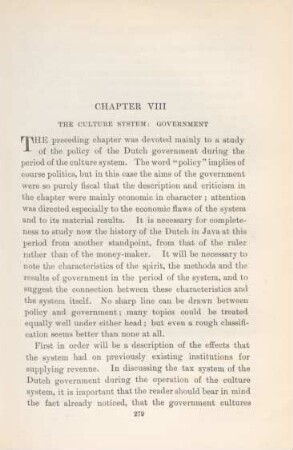 Chapter VIII. The culture system: Government