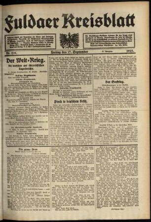 Ausgabe vom Freitag, den 17. September 1915.
