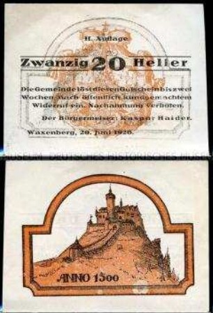 Waxenberg, Oberösterreich 20 Heller