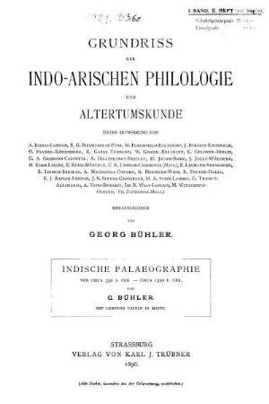 Bd. 1, H. 11: Indische Palaeographie : von circa 350 a. Chr. - circa 1300 p. Chr.