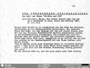 Der verordnete Antifaschismus : ein Wort zum Thema "NS-Erbe und DDR"