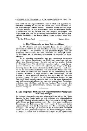 Die Pädagogik an den Universitäten : [Mitteilungen]