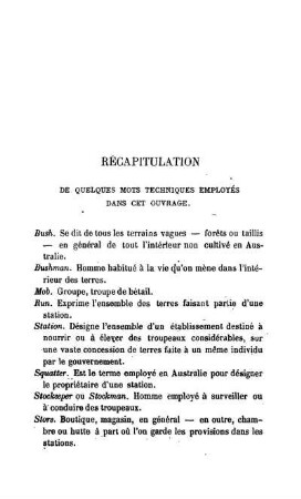 RÉCAPITULATION de quelques mots techniques employés dans cet ouvrage