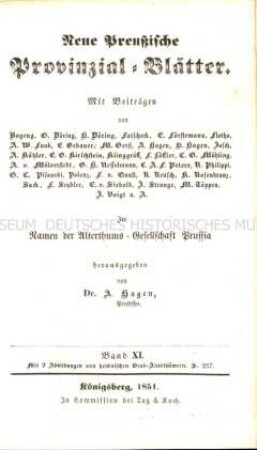 Neue preußische Provinzial-Blätter. Jg. 11. 1851