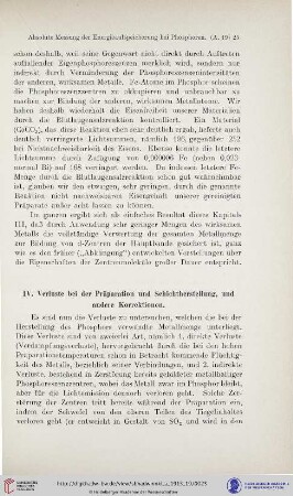 IV. Verluste bei der Präparation und Schichtherstellung, und andere Korrektionen.