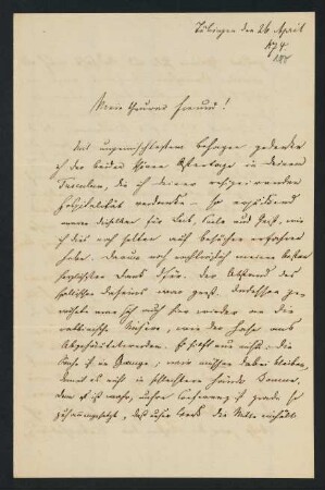 180r-181v, Brief: Tübingen den 26. April 1874