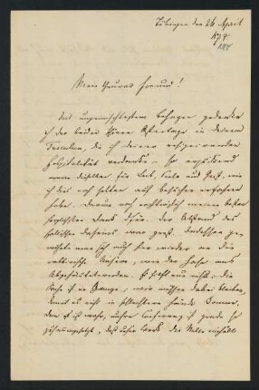180r-181v, Brief: Tübingen den 26. April 1874