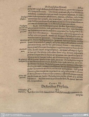 Caput VI. De Artibus Physicis.