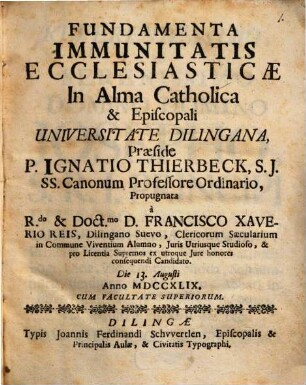Fundamenta Immunitatis Ecclesiasticae