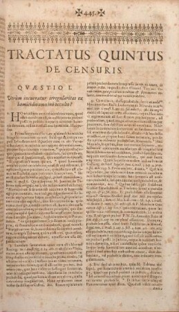 Tractatus Quintus De Censuris.