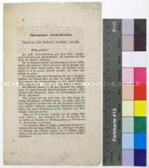 Flugblatt der Internationalen Arbeiterassoziation