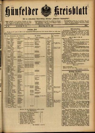 Ausgabe vom Donnerstag, den 23. Juli 1914.