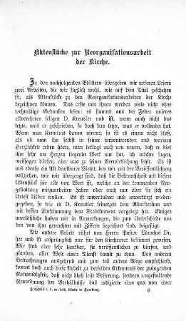 Aktenstücke zur Reorganisationsarbeit der Kirche.