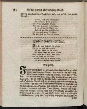 Sechste Fasten-Predigt