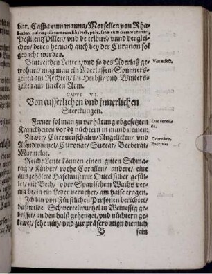 Caput VII. Von eusserlichen und jnnerlichen Sterckungen