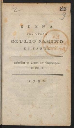 Scena Del Opera Giulio Sabino