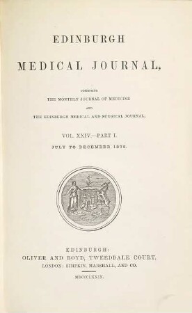Edinburgh medical journal. 24,1. 1878/79 (1879)