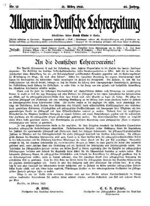 An die deutschen Lehrervereine