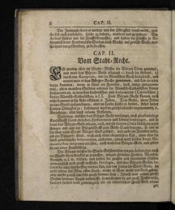 Cap. II. Vom Stadt-Recht.