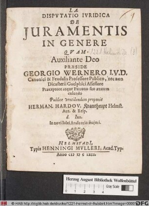 Disputatio Iuridica De Iuramentis In Genere