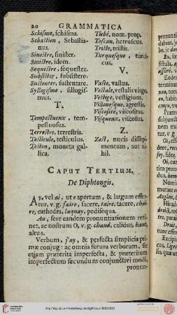 Cap. III: De Diphthongis