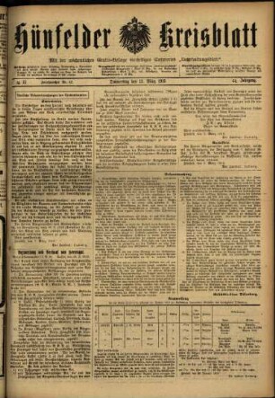 Ausgabe vom Donnerstag, den 13. März 1919.