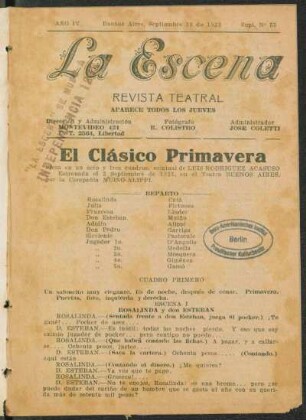 El clásico primavera : pieza en un acto y tres cuadros