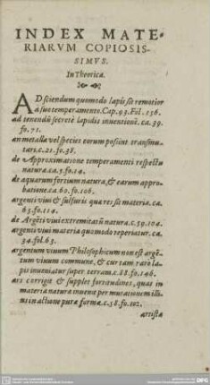 INDEX MATERIARVM COPIOSISSIMVS.