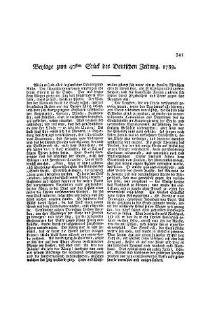 Beylage zum 40ten Stück der Deutschen Zeitung 1789