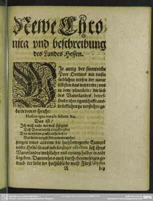 Newe Chronica und beschreibung des Landes Hessen