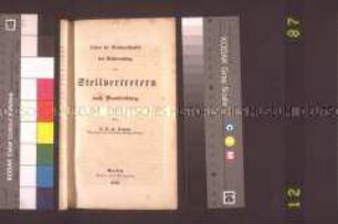 Flugschrift: Über die Rechtmäßigkeit der Einberufung von Stellvertretern nach Brandenburg; Berlin, 1848. Stellungnahme des Abgeordneten und Juristen Temme zur Verlegung der preußischen Nationalversammlung nach Brandenburg.