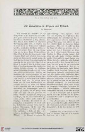Die Renaissance in Belgien und Holland