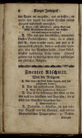 Zweyter Abschnitt. Von der Religion