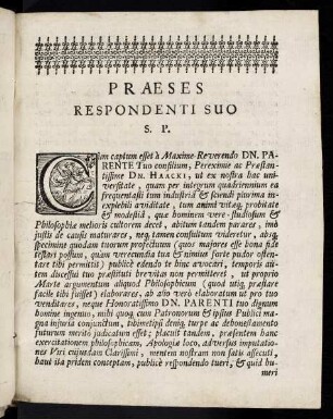 Praeses Respondenti Suo