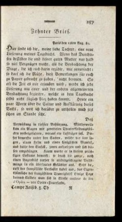 Zehnter Brief. Paris den 12ten Aug. 89