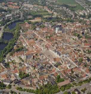 Freiberg. Altstadt. Luftbild-Schrägaufnahme von Südsüdwesten