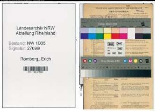 Entnazifizierung Erich Romberg , geb. 01.04.1900 (Kaufmaennischer Angestellter)