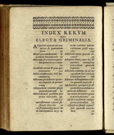 Index Rerum Super Electa Criminalia.
