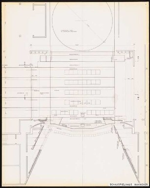Schauspielhaus, Hannover Wettbewerb: Grundriss Bühne (Ausstellungstafel der »Prague Quadrennial of the Theatre Design and Architecture« 1967)