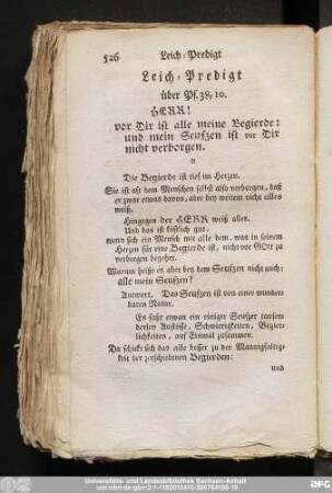 Leich-Predigt über Ps. 38, 10.