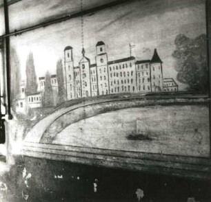 Dresden-Mickten, Wüllnerstraße 54. Wohnhaus (um 1890). Wandmalerei im Hausflur