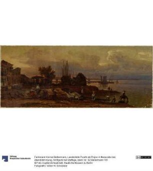 Landestelle Puerto de Piojos in Maracaibo bei Abendstimmung, mit figürlicher Staffage