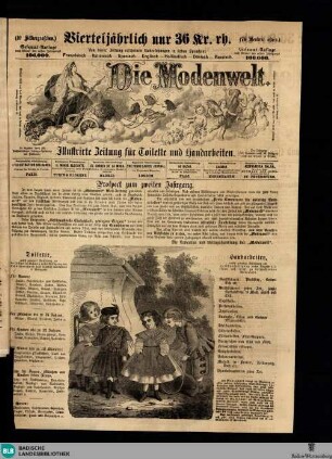 Karlsruher Tagblatt, Die Modenwelt. Illustrirte Zeitung für Toilette und Handarbeiten